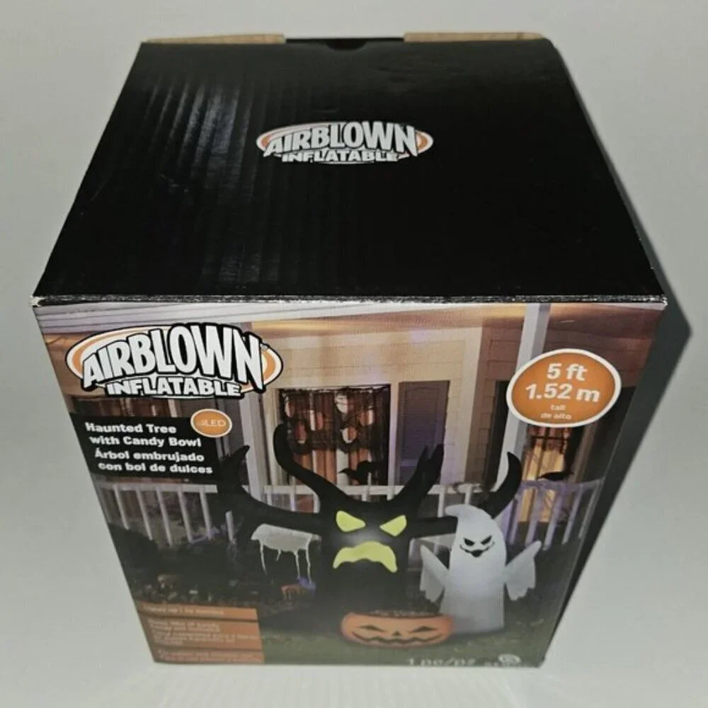 NEW Haunted Tree W/ Candy Bowl 5' Airblown Inflatable Lights Up Halloween Gemmy
